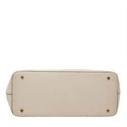 Pre Owned DKNY Off White Saffiano Leather Double Zip Tote