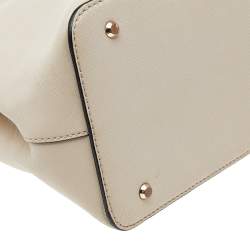 Pre Owned DKNY Off White Saffiano Leather Double Zip Tote
