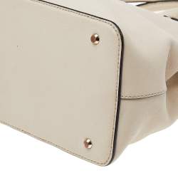 Pre Owned DKNY Off White Saffiano Leather Double Zip Tote