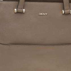 DKNY Grey Saffiano Leather Shopper Tote