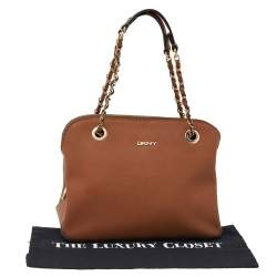 DKNY Brown Saffiano Leather Bryant Park Shoulder Bag