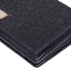 Dkny Black Signature Canvas and Leather Long Wallet