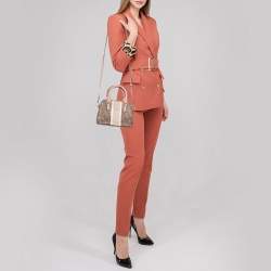 مملوكة مسبقًا DKNY Beige/Brown Monogram Coated PVC Dome Satchel