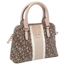 مملوكة مسب قًا DKNY Beige/Brown Monogram Coated PVC Dome Satchel