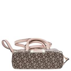 مملوكة مسبقًا DKNY Beige/Brown Monogram Coated PVC Dome Satchel