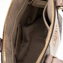 مملوكة مسبقًا DKNY Beige/Brown Monogram Coated PVC Dome Satchel