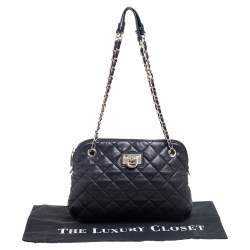 Pre Owned حقيبة كتف دي كي أن واي سلسلة مستدي رة جلد مبطن