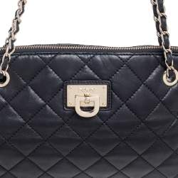 Pre Owned حقيبة كتف دي كي أن واي سلسلة مستديرة جل د مبطن