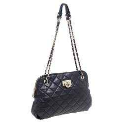 Pre Owned حقيبة كتف دي كي أن واي سلسلة مستديرة جلد مبطن