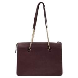 Pre Owned DKNY Burgundy Leather Large Bryant Top Zip Tote