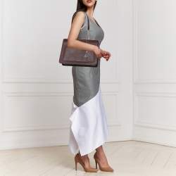 Pre Owned DKNY Burgundy Leather Large Bryant Top Zip Tote