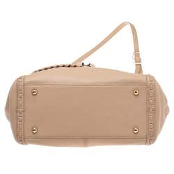 Pre Owned Dkny Beige Leather Whipstitch Flap Top Handle Bag