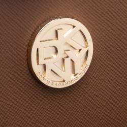 Pre Owned Dkny Beige Leather Whipstitch Flap Top Handle Bag