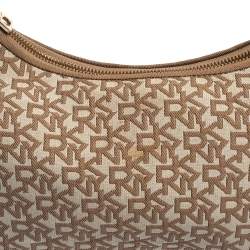 Pre Owned Dkny Beige Signature Canvas Baguette Shoulder Bag