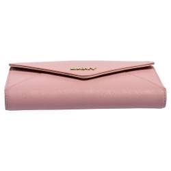 Dkny Pink Saffiano Leather Envelope Flap Wallet