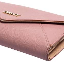 Dkny Pink Saffiano Leather Envelope Flap Wallet