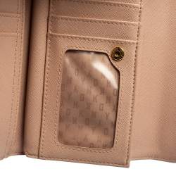 Dkny Pink Saffiano Leather Envelope Flap Wallet