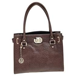 Pre Owned حقيبة يد توتس دي كيه إن واي جلد مُحبب بني