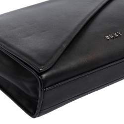Pre Owned DKNY Black Leather Envelope Clutch