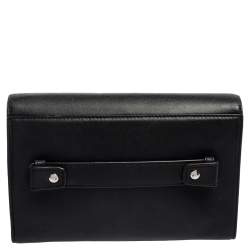 Pre Owned DKNY Black Leather Envelope Clutch
