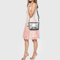 مملوكة مسبقًا DKNY Metallic Dark Grey Lizard Embossed Leather Crossbody Bag