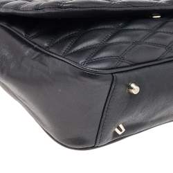 Pre Owned DKNY Black Diamond Quilted Leather Lara Top Handle Bag