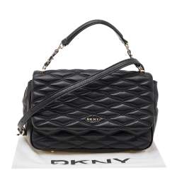 Pre Owned DKNY Black Diamond Quilted Leather Lara Top Handle Bag