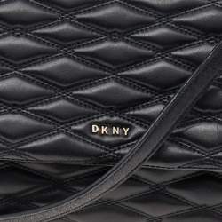Pre Owned DKNY Black Diamond Quilted Leather Lara Top Handle Bag