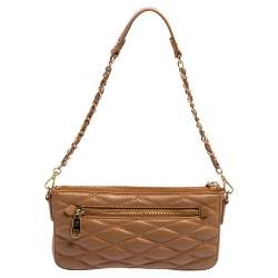 Pre Owned DKNY Beige Quilted Leather Lara Crossbody Bag