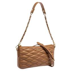 Pre Owned DKNY Beige Quilted Leather Lara Crossbody Bag