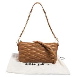 Pre Owned DKNY Beige Quilted Leather Lara Crossbody Bag