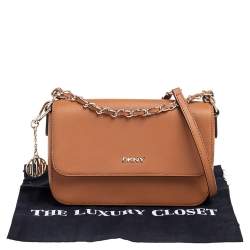 Pre Owned DKNY Brown Leather Chain Shoulder Bag