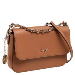 Pre Owned DKNY Brown Leather Chain Shoulder Bag