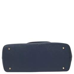 Pre Owned  حقيبة يد توتس  دي كيه إن واي جلد سافيانو أزرق داكن سحاب مزدوج