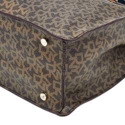 مملوكة مسبقًا DKNY Brown/Beige Signature Coated Canvas and Leather Tote