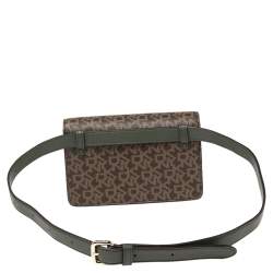 Dkny Brown/Beige PVC Monogram and Leather Trim Belt Bag