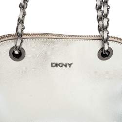 Pre Owned Dkny Silver Leather Dome Chain Shoulder Bag