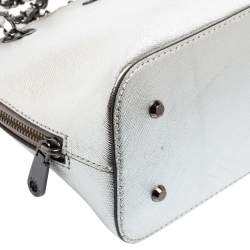 Pre Owned Dkny Silver Leather Dome Chain Shoulder Bag