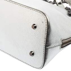 Pre Owned Dkny Silver Leather Dome Chain Shoulder Bag
