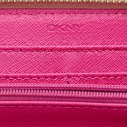 DKNY Pink Leather Zip Around Wallet