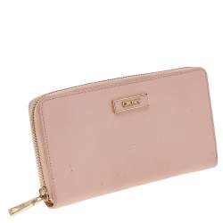 DKNY Pink Leather Zip Around Wallet