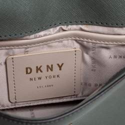 Pre Owned DKNY Green Leather Flap Shoulder Bag