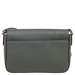 Pre Owned DKNY Green Leather Flap Shoulder Bag