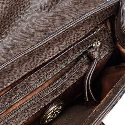 Pre Owned DKNY Brown Calf Hair and Croc Embossed Leather Top Handle Bag