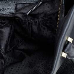 Pre Owned DKNY Black Leather Top Zip Tote