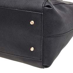 Pre Owned DKNY Black Leather Top Zip Tote