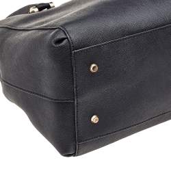 Pre Owned DKNY Black Leather Top Zip Tote