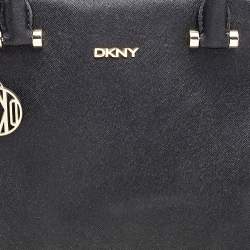 Pre Owned DKNY Black Leather Top Zip Tote