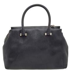 Pre Owned DKNY Black Leather Top Zip Tote