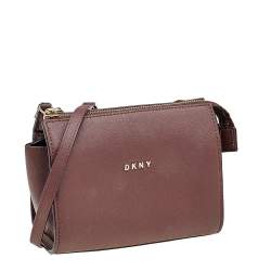 مملوكة مسبقًا DKNY Burgundy Leather Zip Crossbody Bag